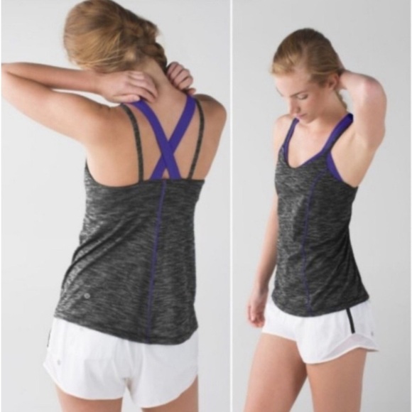 Lululemon Run for Gold Criss Cross Layered Tank Top Active Shelf Bra Top - Picture 2 of 16